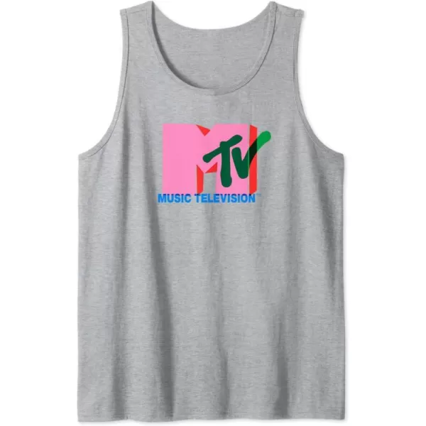 Amazon Essentials MTV Overlapping Colorful Shapes Logo Tank TopHeather Grey
