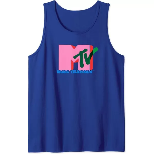 Amazon Essentials MTV Overlapping Colorful Shapes Logo Tank TopRoyal Blue