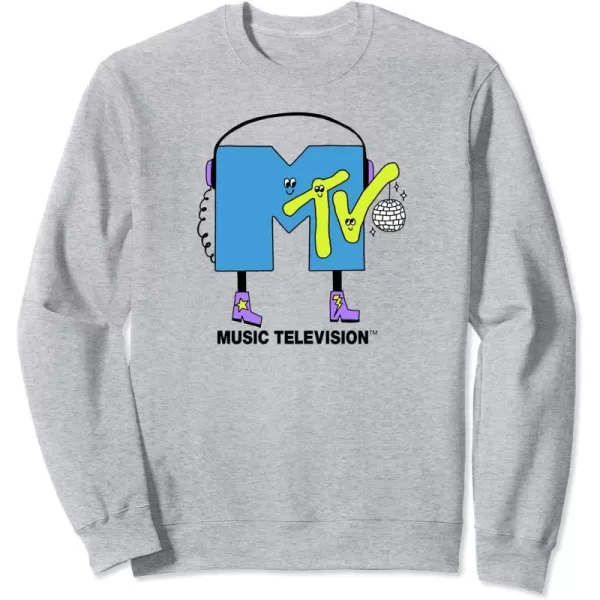 Amazon Essentials MTV Smiling Dance Party Logo SweatshirtHeather Grey