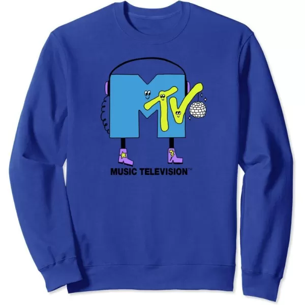 Amazon Essentials MTV Smiling Dance Party Logo SweatshirtRoyal Blue