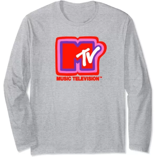 Amazon Essentials MTV Super Thick Outlines Logo Long Sleeve TShirtHeather Grey