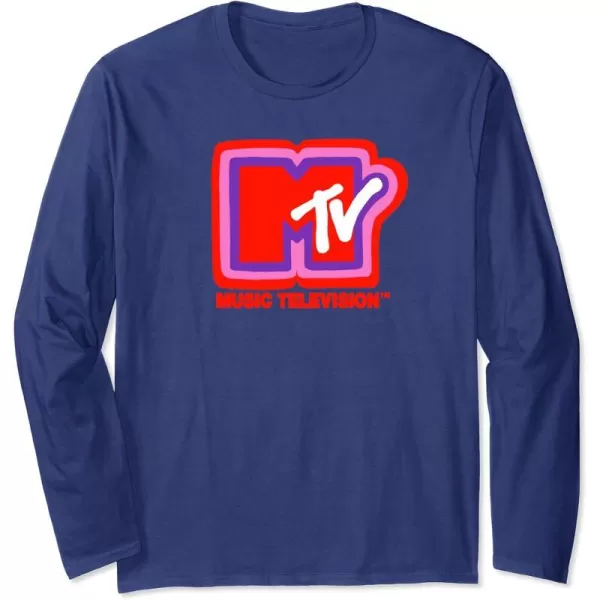 Amazon Essentials MTV Super Thick Outlines Logo Long Sleeve TShirtNavy Blue