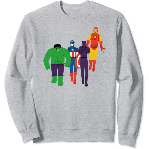 Amazon Essentials Marvel Avengers Flat and Stylized Heroes SweatshirtHeather Grey