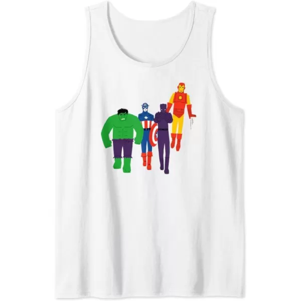 Amazon Essentials Marvel Avengers Flat and Stylized Heroes Tank TopWhite