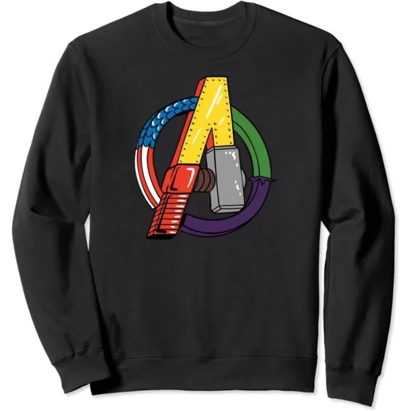 Amazon Essentials Marvel Avengers Multi Hero Logo Collage SweatshirtBlack