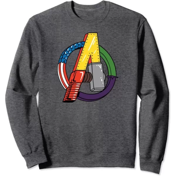 Amazon Essentials Marvel Avengers Multi Hero Logo Collage SweatshirtDark Heather Grey