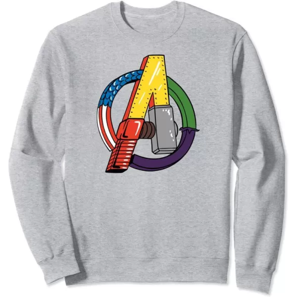 Amazon Essentials Marvel Avengers Multi Hero Logo Collage SweatshirtHeather Grey