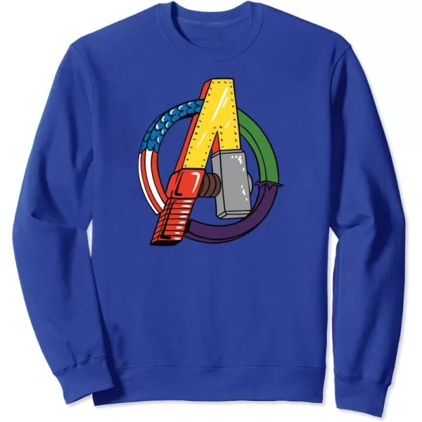 Amazon Essentials Marvel Avengers Multi Hero Logo Collage SweatshirtRoyal Blue