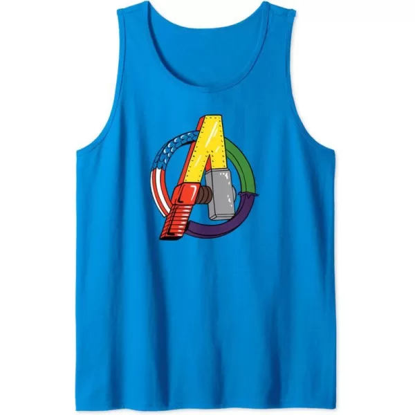 Amazon Essentials Marvel Avengers Multi Hero Logo Collage Tank TopSapphire Blue