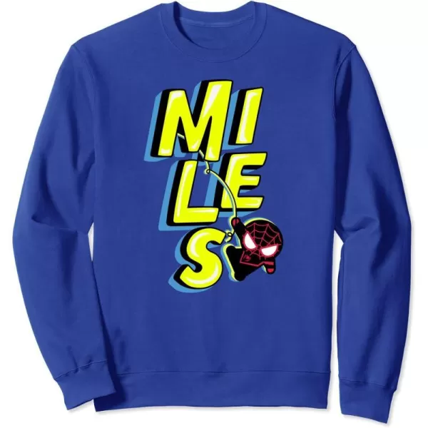 Amazon Essentials Marvel Miles Morales SpiderMan Bold Yellow Name SweatshirtRoyal Blue