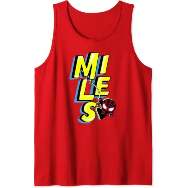 Amazon Essentials Marvel Miles Morales SpiderMan Bold Yellow Name Tank TopRed