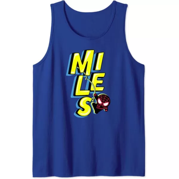 Amazon Essentials Marvel Miles Morales SpiderMan Bold Yellow Name Tank TopRoyal Blue