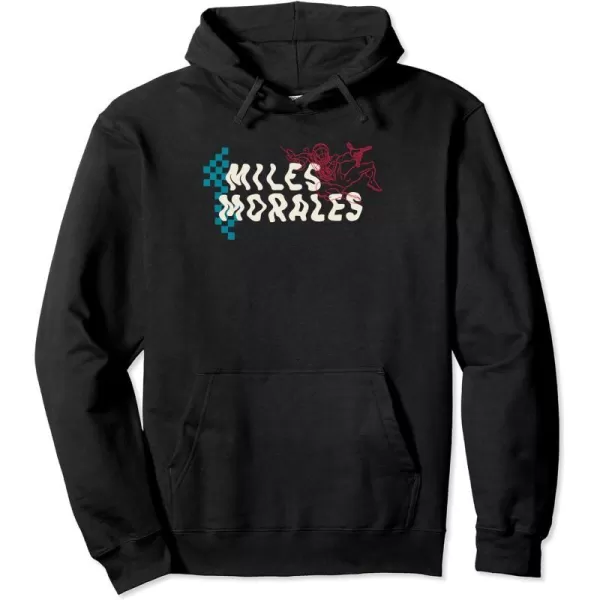 Amazon Essentials Marvel Miles Morales SpiderMan Checkerboard Collage Pullover HoodieBlack