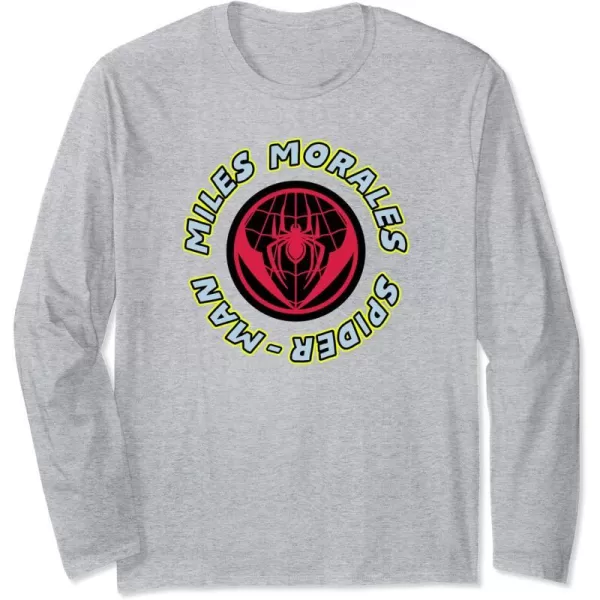 Amazon Essentials Marvel Miles Morales SpiderMan Circular Logo Long Sleeve TShirtHeather Grey