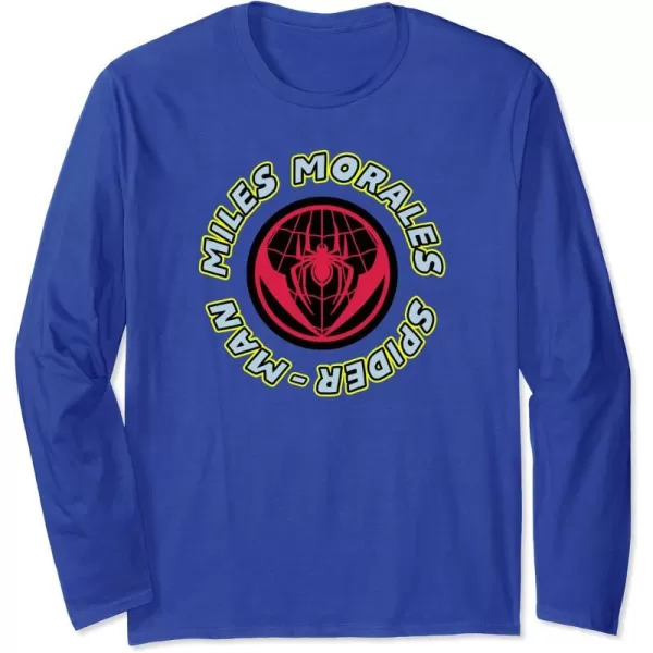 Amazon Essentials Marvel Miles Morales SpiderMan Circular Logo Long Sleeve TShirtRoyal Blue