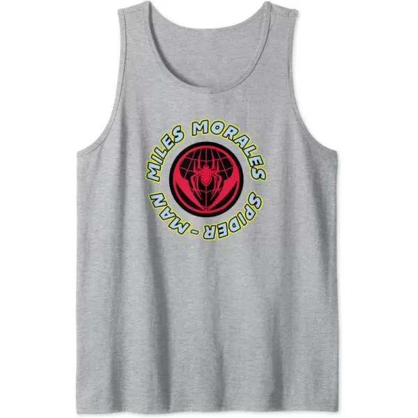 Amazon Essentials Marvel Miles Morales SpiderMan Circular Logo Tank TopHeather Grey