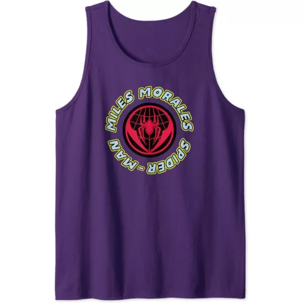 Amazon Essentials Marvel Miles Morales SpiderMan Circular Logo Tank TopPurple