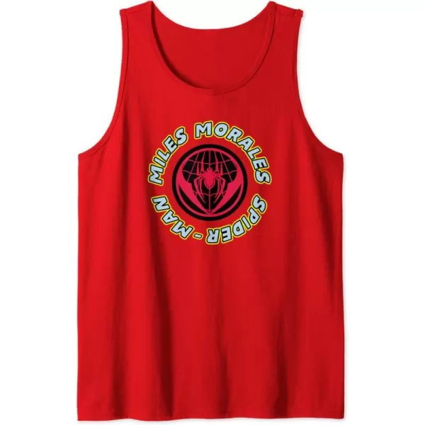 Amazon Essentials Marvel Miles Morales SpiderMan Circular Logo Tank TopRed