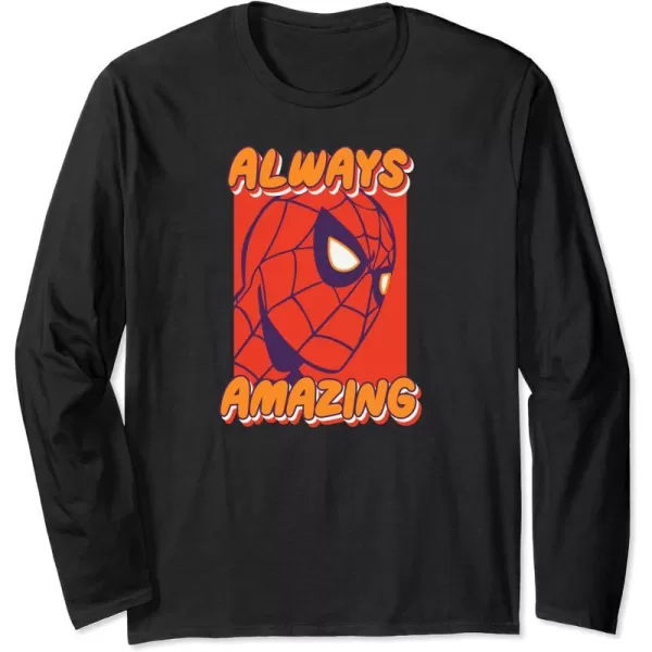 Amazon Essentials Marvel SpiderMan Always Amazing Boxed Portrait Long Sleeve TShirtBlack