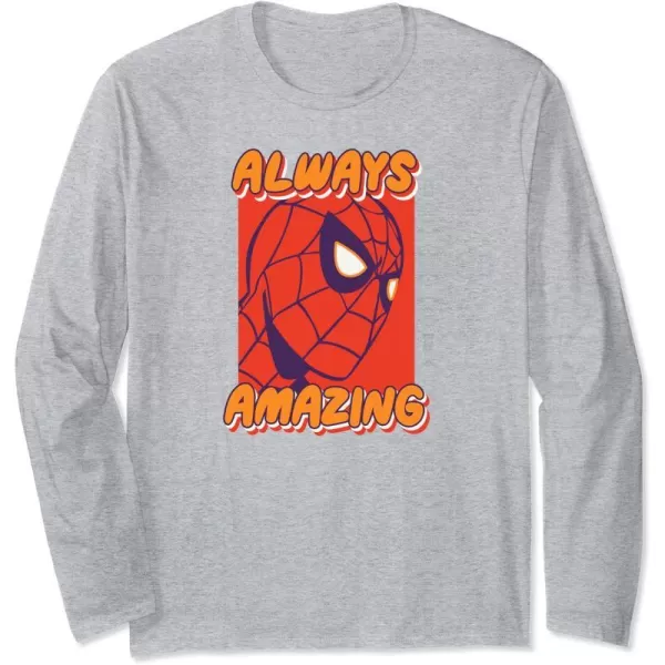 Amazon Essentials Marvel SpiderMan Always Amazing Boxed Portrait Long Sleeve TShirtHeather Grey