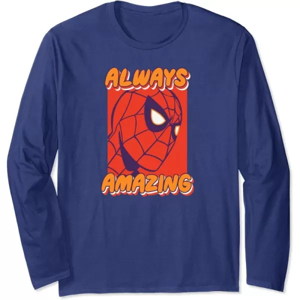 Amazon Essentials Marvel SpiderMan Always Amazing Boxed Portrait Long Sleeve TShirtNavy Blue