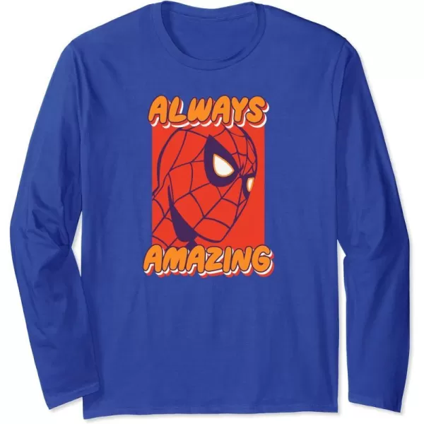 Amazon Essentials Marvel SpiderMan Always Amazing Boxed Portrait Long Sleeve TShirtRoyal Blue