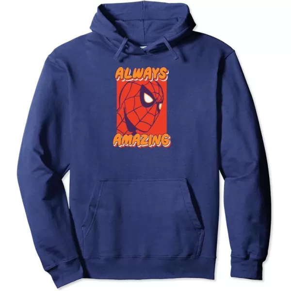 Amazon Essentials Marvel SpiderMan Always Amazing Boxed Portrait Pullover HoodieNavy Blue