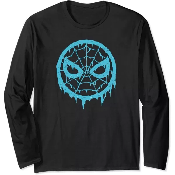 Amazon Essentials Marvel SpiderMan Dripping Blue Face Logo Long Sleeve TShirtBlack