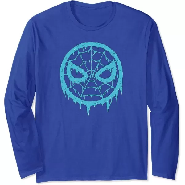 Amazon Essentials Marvel SpiderMan Dripping Blue Face Logo Long Sleeve TShirtRoyal Blue