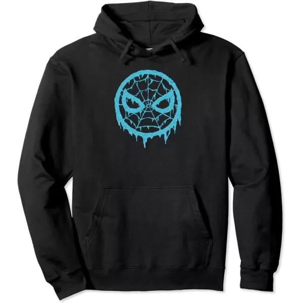 Amazon Essentials Marvel SpiderMan Dripping Blue Face Logo Pullover HoodieBlack