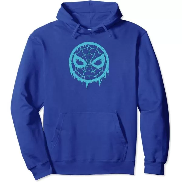 Amazon Essentials Marvel SpiderMan Dripping Blue Face Logo Pullover HoodieRoyal Blue