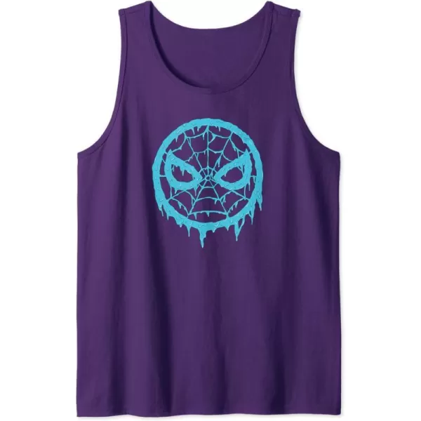 Amazon Essentials Marvel SpiderMan Dripping Blue Face Logo Tank TopPurple