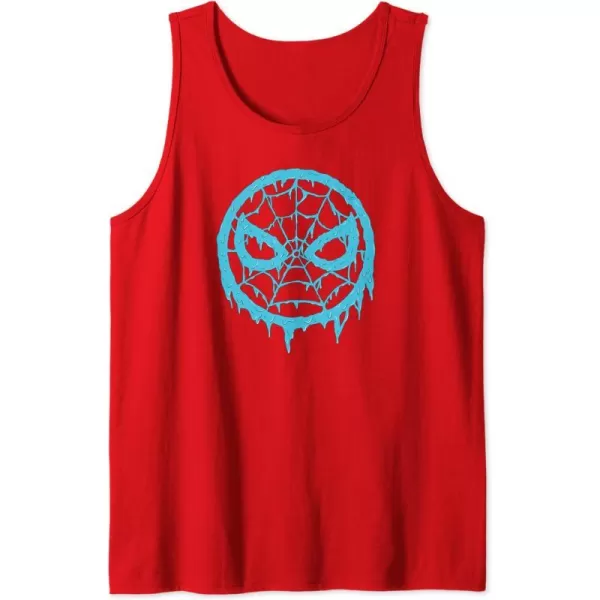 Amazon Essentials Marvel SpiderMan Dripping Blue Face Logo Tank TopRed