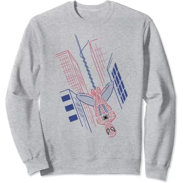 Amazon Essentials Marvel SpiderMan Hanging in the City Line Drawing SweatshirtHeather Grey