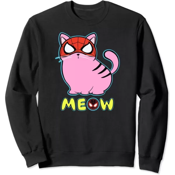 Amazon Essentials Marvel SpiderMan Miles Morales Cat with Mask Meow SweatshirtBlack