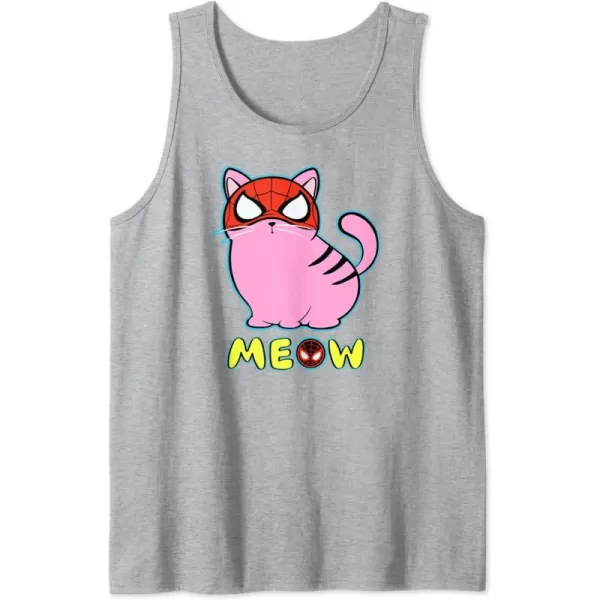 Amazon Essentials Marvel SpiderMan Miles Morales Cat with Mask Meow Tank TopHeather Grey