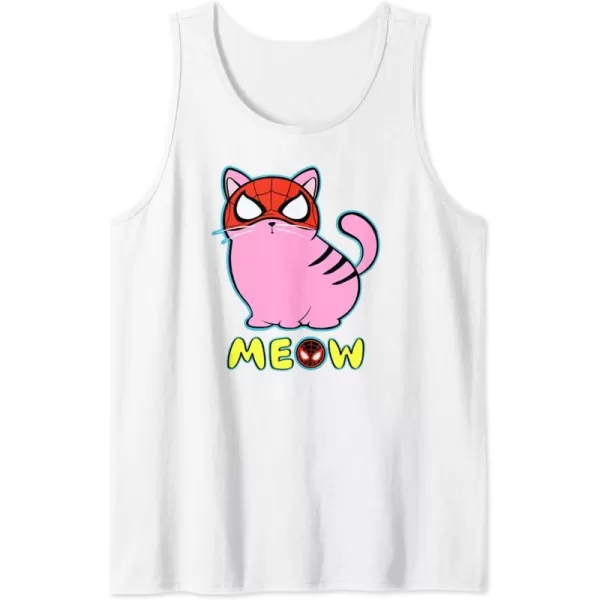 Amazon Essentials Marvel SpiderMan Miles Morales Cat with Mask Meow Tank TopWhite