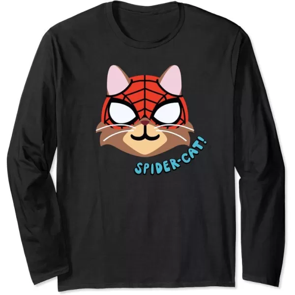 Amazon Essentials Marvel SpiderMan SpiderCat Portrait Long Sleeve TShirtBlack