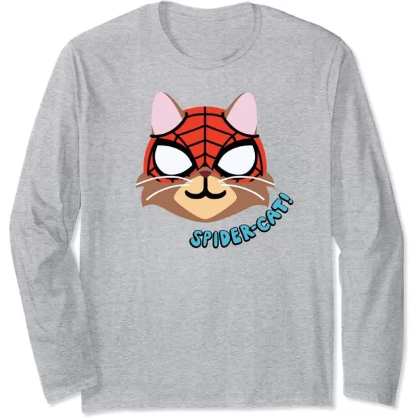 Amazon Essentials Marvel SpiderMan SpiderCat Portrait Long Sleeve TShirtHeather Grey