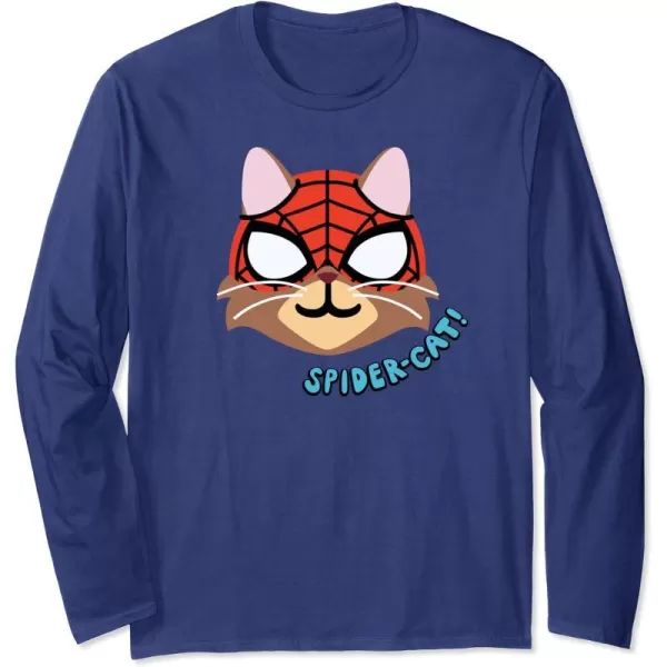 Amazon Essentials Marvel SpiderMan SpiderCat Portrait Long Sleeve TShirtNavy Blue