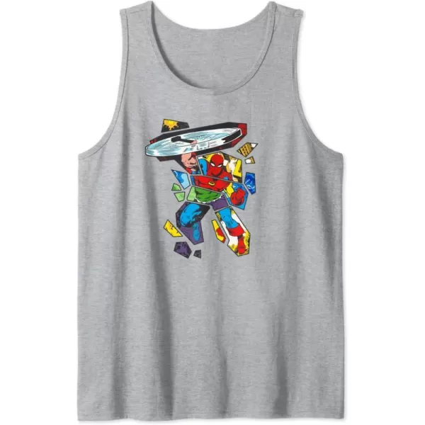 Amazon Essentials Marvel Super Heroes Multi Hero Shattered Collage Tank TopHeather Grey