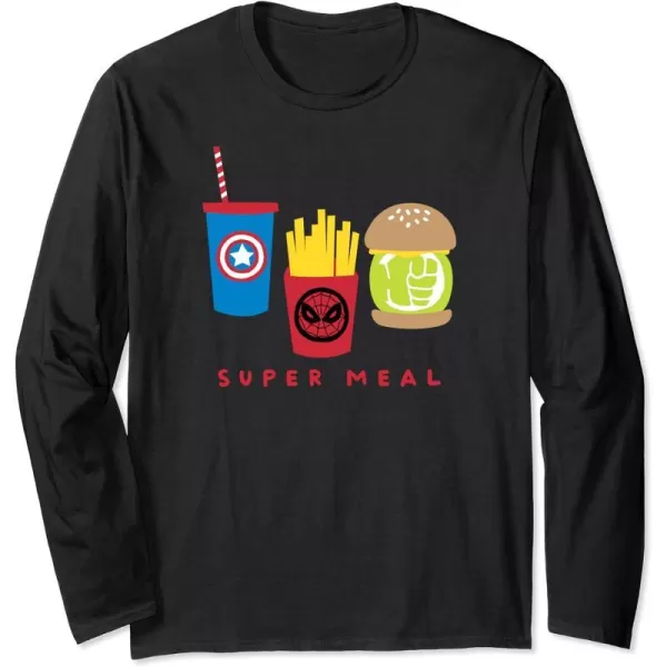 Amazon Essentials Marvel Super Heroes Super Meal Burger and Fries Long Sleeve TShirtBlack