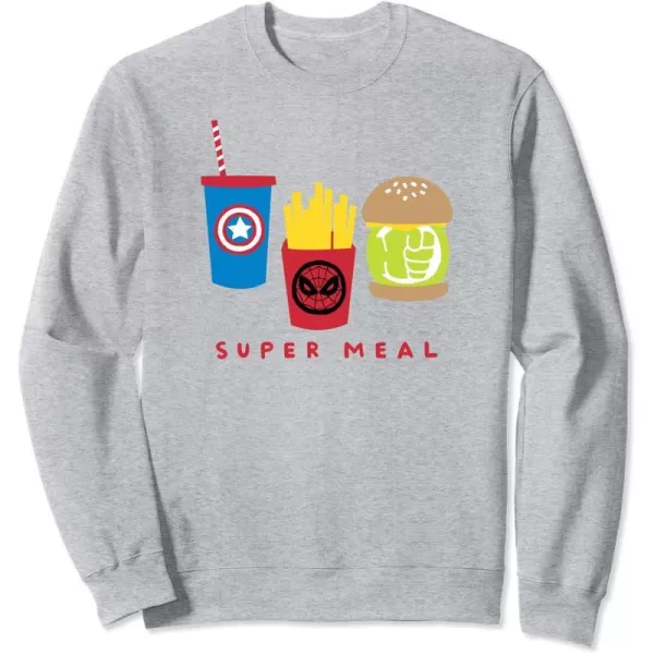 Amazon Essentials Marvel Super Heroes Super Meal Burger and Fries SweatshirtHeather Grey