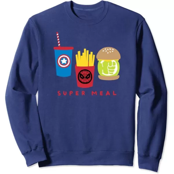 Amazon Essentials Marvel Super Heroes Super Meal Burger and Fries SweatshirtNavy Blue