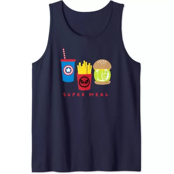 Amazon Essentials Marvel Super Heroes Super Meal Burger and Fries Tank TopNavy Blue