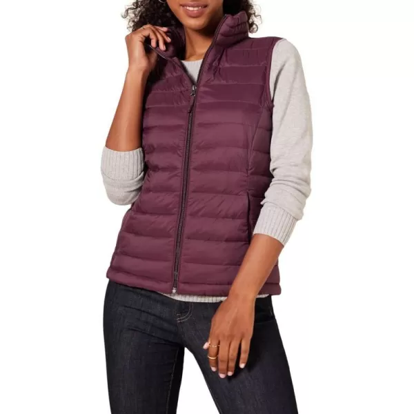 Amazon Essentials Womens Lightweight WaterResistant Packable Puffer VestBurgundy