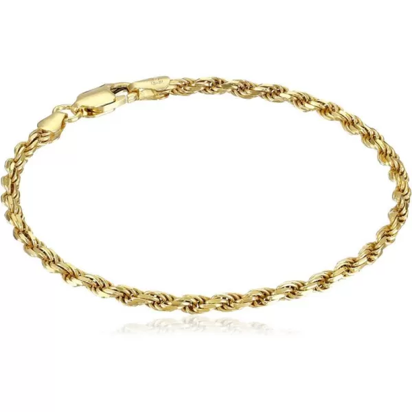 Amazon Essentials Yellow Gold Plated Sterling Silver DiamondCut Rope Chain Link BraceletYellow Gold