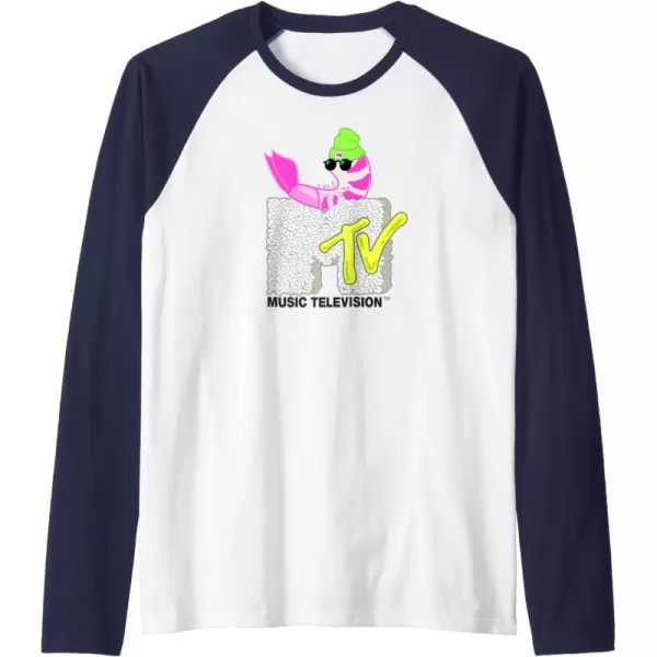 Amazon Essentials MTV Cool Shrimp Sushi Logo Raglan Baseball TeeNavy BlueWhite