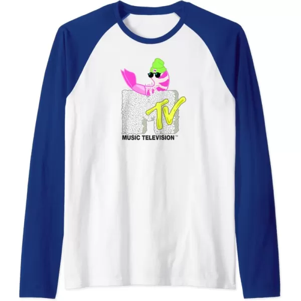 Amazon Essentials MTV Cool Shrimp Sushi Logo Raglan Baseball TeeRoyal BlueWhite