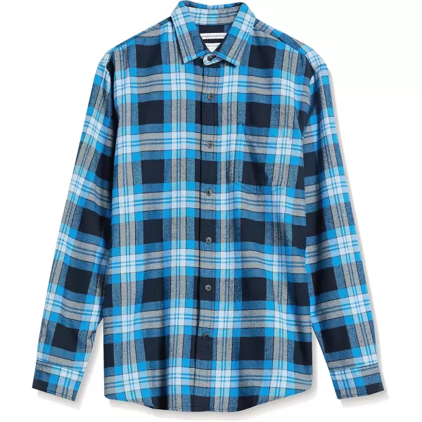 Amazon Essentials Mens LongSleeve Flannel Shirt Available in Big ampamp TallBlack Blue Grey Tartan Plaid